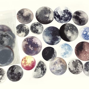 20 Stück Mond Klare Aufkleber, Scrapbook, journal, Junk Journal Kit, Ephemera, Harz, Celestial, Galaxy, Vollmond, Kosmische, Mondfinsternis