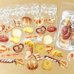 35 Stück Brot Sticker Pack, Scrapbook Aufkleber, Junk Journal Kit, Journal Ephemera, journal, Kuchen, Baguette, Gebäck, Donut