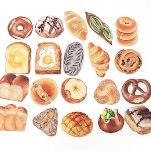 20 Stück Brot Sticker Pack, Scrapbook Aufkleber, Junk Journal Kit, Journal Ephemera, journal, Kuchen, Gebäck, Donut, Brot, Toast