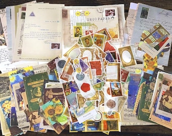 200 Pcs Artist Junk Journal Kit, Letters Sticker Pack, Memo Deco Paper, Ephemera, Vintage, Music Sheet, Masterpieces, Writings,Classic Frame