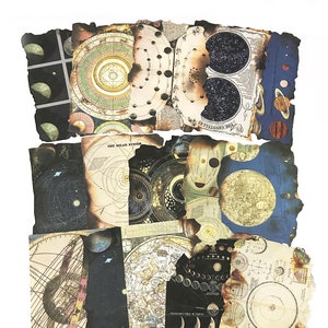 30 Stück Vintage Galaxy Scrapbook Papier, Junk Journal Kit, Ephemera, journal, Antique Astrologie, Mond, Planet, Konstellationen, Karte, Sterne, Himmel