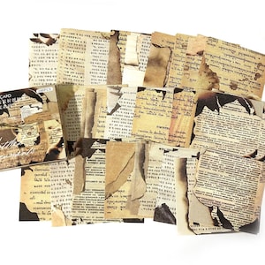 100 Stück Vintage Schriften Papiere Junk Journal Kit, Journal Ephemera, journal, Scrapbook Papier, Verbrannte, Zerrissene, Text, Manuskript, Wörter