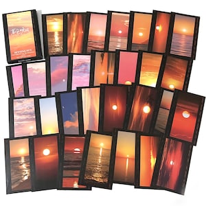 30 autocollants ciel, autocollant mer, agenda, kit de journal indésirable, coucher de soleil, lever de soleil, aube, soleil et lune, orange, beau ciel