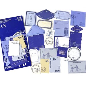 40 Stück Wahrzeichen Aufkleber, leere Briefmarken, Scrapbooking, Journal, Junk-Journal, Ephemera, Memo, Poststempel, Kamera, Sehenswürdigkeiten
