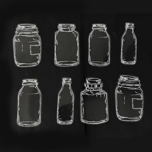 30 Stück Flasche klar Aufkleber, Glasflasche PVC Aufkleber, Junk Journal, Sammelalbum, Journal, Zubehör, klare Flasche, Süßigkeitsflaschen