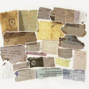 60 Stück Retro Buchstaben Große Washi Aufkleber, Memo Aufkleber Flocken, Reisejournal, Vintage, Wörter, Text, Zeitungen, Postkarte, Karte, zerrissene Effekt