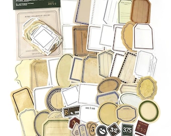 100 Pcs Vintage Papers, Junk Journal Kit, Memo Deco Paper, Journal Ephemera, Retro, Label Tag, Classic Border, Frame, Grunge, Basic Label