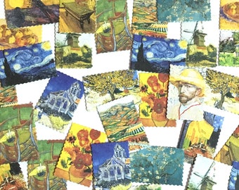 45 Pcs Van Gogh Sticker, Sunflower Stamp Sticker, Starry Starry Night Filofax Stickers, Scrapbook, Impressionism Schedule Sticker, Canvas