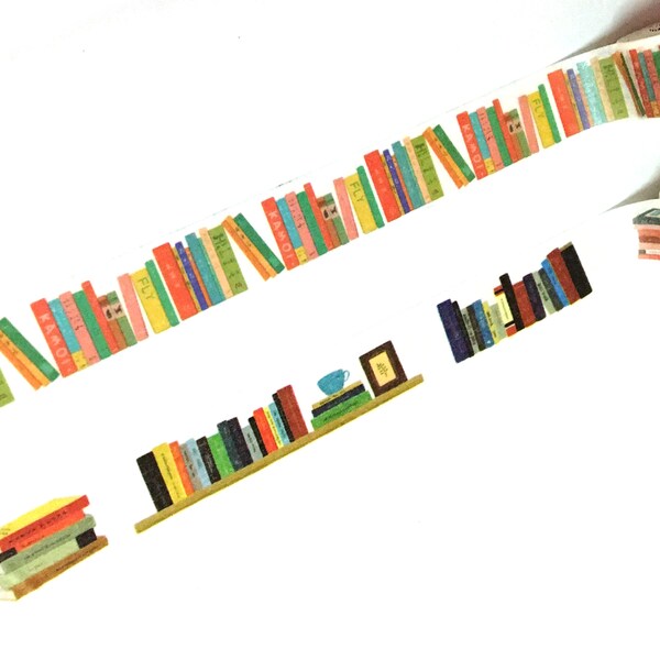 Books Washi Tape, Library Washi Tape, Book Stacks Washi, Scrap booking, Schedule Washi, Shelves,journal,Planner, Bookshelf Japanese