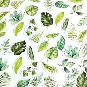 45 Stück Tropische Blätter Aufkleber, Pflanzen, Scrapbook, Junk Journal Kit, Journal Ephemera, journal, Blätter Natur, Greenery, Monstera Blatt