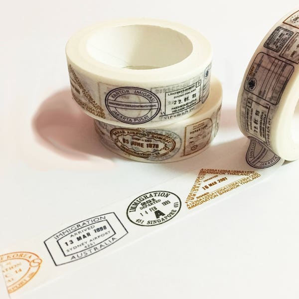 Passport Stamp Washi Tape, Travel Stamp Washi Tape, Japanese Washi Masking Tape, Country, Around the World Washi, Vintage Passport,Countries