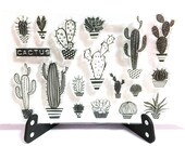 Cactus Stamp, Cacti Clear Transparent Stamp, Botanicals Rubber Stamp, Planner Bullet Journal, Nature, Greenery, Succulents, Potted Plants