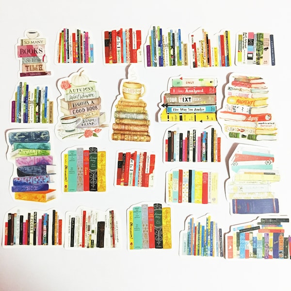 22 Pcs Books Sticker, Stacks of Book Sticker Flakes, Library Filofax Stickers, Scrap booking, Schedule, Shelves,journal Sticker
