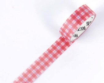 Cinta Washi Roja De Gingham, Cinta Washi De Cuadrícula, Cinta Adhesiva Washi Japonesa, A Cuadros, Cuadrados, Líneas, Patrón, Diseño, Minimalista