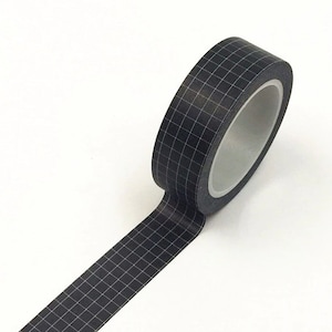 Grid Washi Tape, Black Washi Tape, Japanese Washi Masking Tape, Lines, Minimalist, Basic Washi, Line, Squares, journal, Black Grid