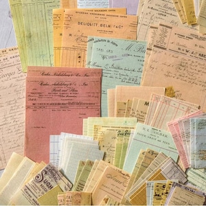 100 Pcs Vintage Papers, Junk Journal Kit, Memo Deco Paper, Journal Ephemera, Retro, Receipts, Bills, Records, Craft Papers, Grid Table