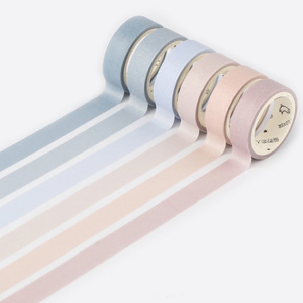 Set of 6 Basic Washi Tape, Slim Washi Tape, Colorful Washi, Scrap booking, Pastel Sky Series, Sunset, Pastel Blue, Beige,Purple,Light Purple