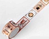 Coffee Stamps Washi Tape, Coffee Cup Washi Tape, Japanese Washi Masking Tape, Bullet Journal, Travel Journal, Grinder, Takeout, Latte, Milk