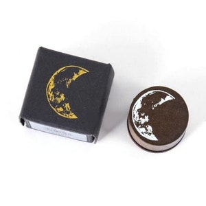 Mini tampon croissant de lune, tampon en bois, tampon en caoutchouc, tampon en bois, journal intime, galaxie, quart de lune, phase de lune, céleste, éclipse, lunaire