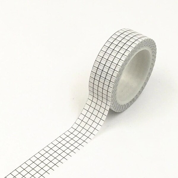 Grid Washi Tape, Black and White Washi Tape, Japanese Washi Masking Tape, Lines, Minimalist, Basic Washi, Line, Squares, journal