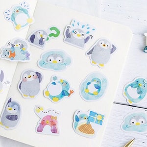 45 Pcs Cute Penguin Sticker Winter Sticker Flakes Animals - Etsy