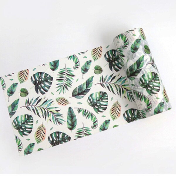 Tropical Leaves Watercolor Wide Washi Tape, journal Washi Tape, Washi Masking Tape, Monstera Leaf, Summer, Tropics, Ferns, Greenery