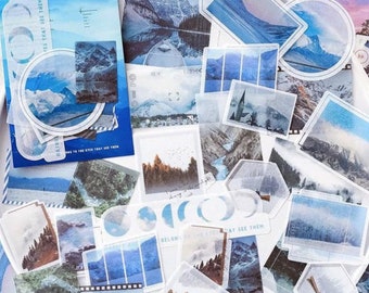 40 Pcs Travel Washi Sticker, Vacation Sticker, Scrap booking, journal,  Junk Journal Kit, Ephemera Mountain, Hills, Landscape, Forest