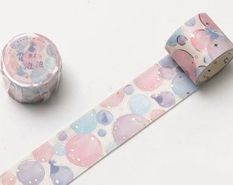 Bubbles Gold Foil Washi Tape, Japanese Washi Masking Tape, journal, Bubbles, Colorful, Pastel, Soap Bubbles, Foam, Water