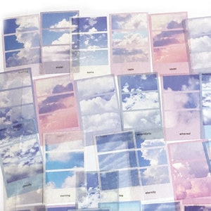 40 Stück Bewölkter Himmel Washi Aufkleber, Fenster, Scrapbooking, Journal, Junk Journal Kit, Ephemera, Wolken, Sonne, Sonnig, Sonnenuntergang, Sonnenaufgang
