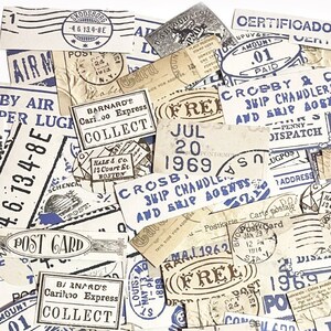 100 Pcs Collage Sticker, Scrapbook, Junk Journal, journal, Ephemera, Postcard, Postal, Airmail, Retro, Words, Manuscript, Postmark