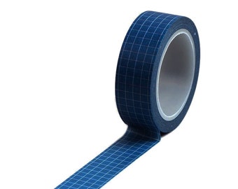 Navy Blue Grid Washi Tape, Dark Blue Washi Tape, Masking Tape, Lignes, Minimaliste, Basic Washi, Ligne, Carrés, journal, Bleu Marine,