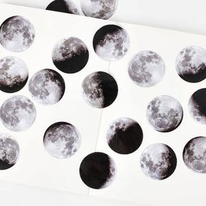 45 Pcs Full Moon Sticker, Silver Moon, Astrology Stickers, Scrapbook, Junk Journal Kit, Mystical, Moon Phases, Eclipse, Lunar, Space, Cosmic