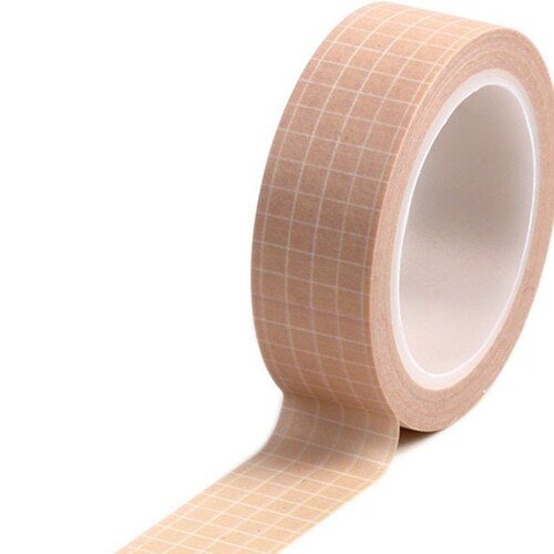 Pink Grid Washi Tape, Pastel Pink Washi Tape, Masking Tape, Lines, Minimalist, Basic Washi, Line, Squares, Bullet Journal, Beige, Peach