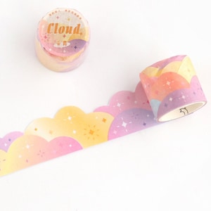 Pastel Sky Washi Tape, Die Cut Washi Tape, Journaling Kit, Junk Journal, journal, Border, Frame, Sky, Rainbow, Clouds, Stars, Cloud