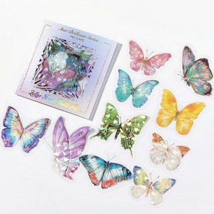 20 Pcs Butterfly Holographic Sticker, Butterflies Shiny, Iridescent, Junk Journal, journal, Resin Art, Nature, Insect, Garden, Wings