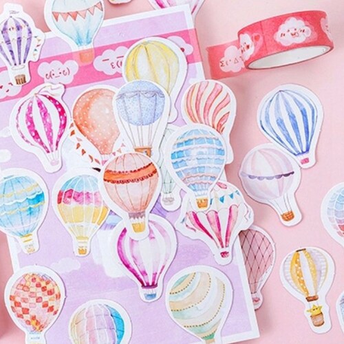 45 Pcs Hot Air Balloon Sticker Pack Rainbow Colorful Sticker Etsy