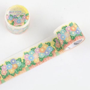 Ruban adhésif Washi avec fleurs, ruban adhésif Washi découpé, kit de journalisation, journal indésirable, journal intime, bordure, cadre, bouquet de fleurs, panier floral, fleur