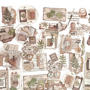 30 Stück Botanicals Washi Sticker Pack, Buchstaben Aufkleber, Scrapbooking, Journal, Junk Journal Kit, Ephemera, Blätter, Paket, Farnblatt