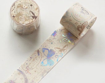 Butterfly Holographic Washi Tape, Insects Washi Tape, Japanese Washi Masking Tape, Garden, Nature, Insect Specimens, Clock, Ribbon