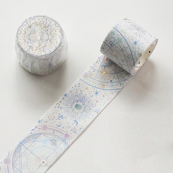 Astrology Holographic Washi Tape, Galaxy Washi Tape, Mystical, Zodiac Signs, Horoscope, Moon, Stars, Sparkle, Sky, Eye, Journaling Kit