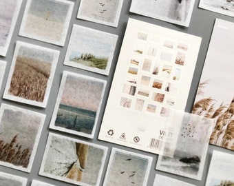 50 Pcs Scenery Washi Sticker, Fields Sticker Pack, Travel Journal, journal, Landscape, Hills, Alps, Forest, Grasses, Sky, Trees