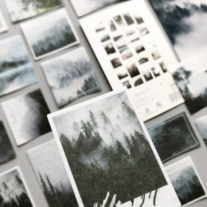 50 Pcs Scenery Washi Sticker, Mountains Sticker Pack, Travel Journal, journal, Landscape, Hills, Alps, Forest, Winter, Vacation