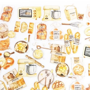 40 Stück Brot Sticker, Junk Journal Kit, Scrapbooking, Journal, Bäckerei, Ofen Toaster, Mixer, Baguette, Brezel, Butter
