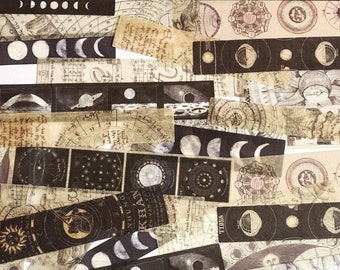 40 Pcs Celestial Washi Sticker, Galaxy, Junk Journal, Travel Journal, journal, Moon Phase, Full Moon, Astronomy, Sun, Planet,Universe