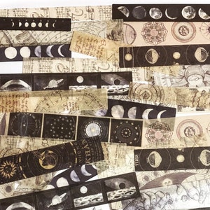 40 Pcs Celestial Washi Sticker, Galaxy, Junk Journal, Travel Journal, journal, Moon Phase, Full Moon, Astronomy, Sun, Planet,Universe