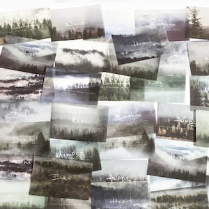 40 Stück Misty Hills Washi Sticker, Berge, Junk Journal, Reisetagebuch, journal, Landschaft Landschaft, Hügel, Alpen, Wald, Winter