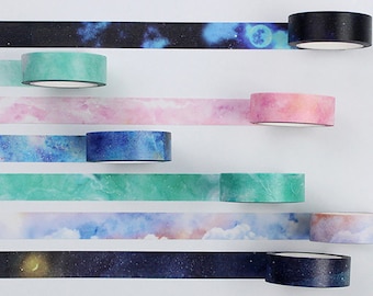 Galaxy Washi Tape, Clouds Washi Tape, Nature Washi Masking Tape, Cosmic Washi Tape, Night Sky, Milky Way, Universe, Starry Night, Planet