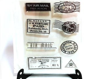 Bullet Journal Planner Postal Airmail Stamp Airmail Par Avion Postmark Rubber Stamp Postage Clear Transparent Stamp Train Luggage Tag
