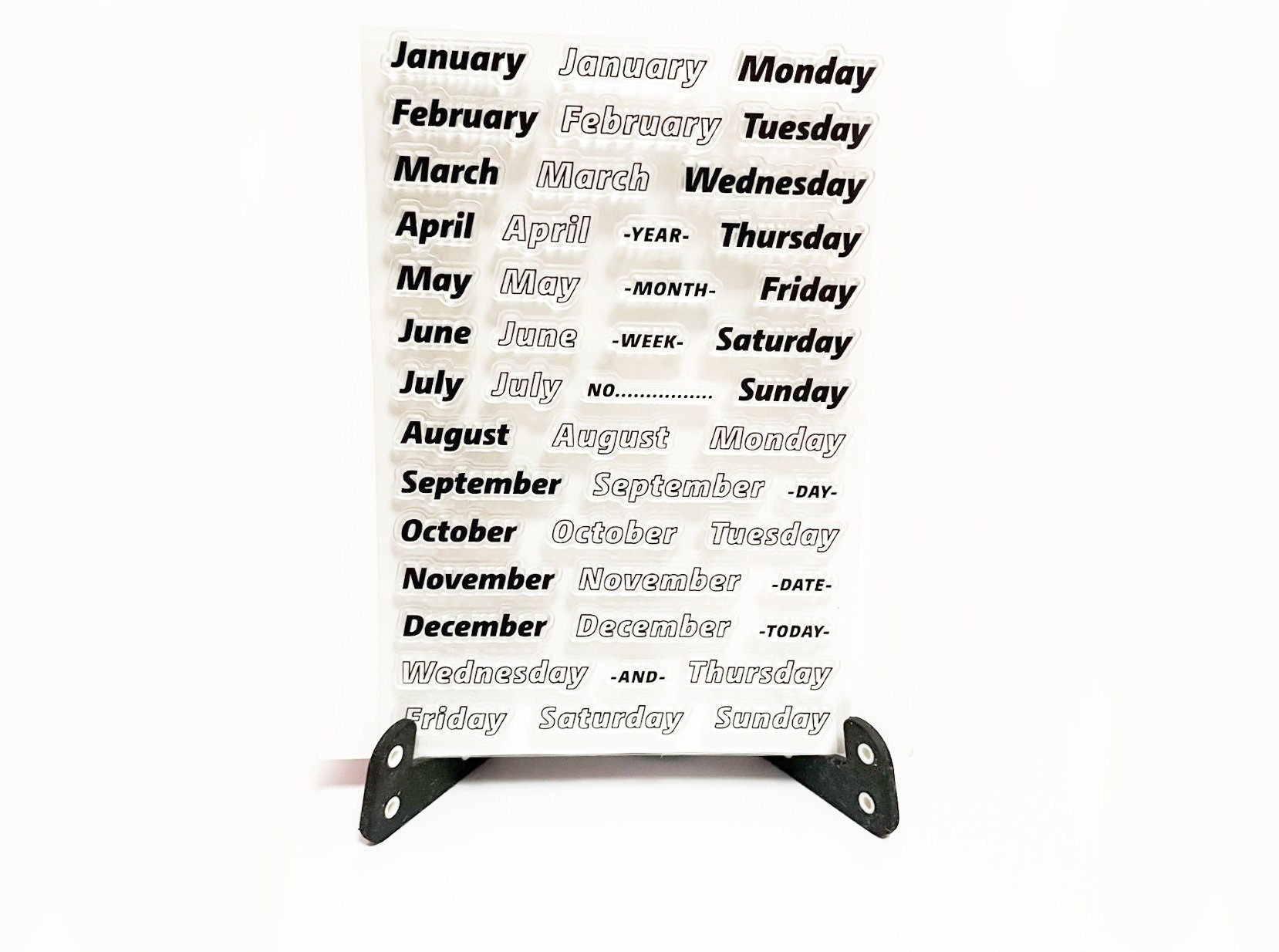 Perpetual Calendar Date Fill-In with Days of the Week Month Square Rubber  Stamp for Stamping Crafting