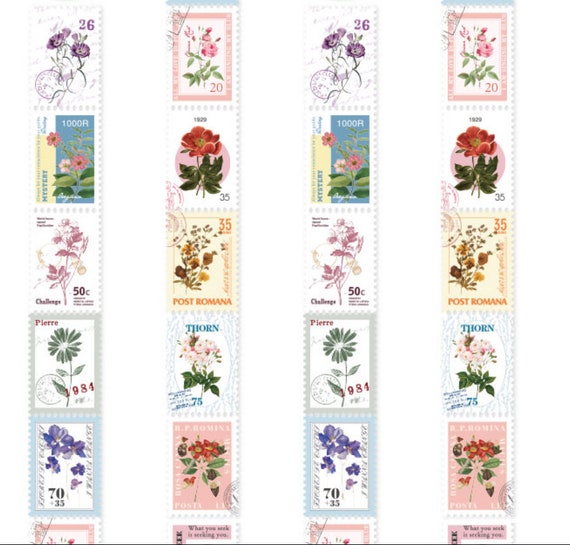 Vintage Flower Postmark Washi Masking Tape Junk Journals Diy Scrapbook  Stickers